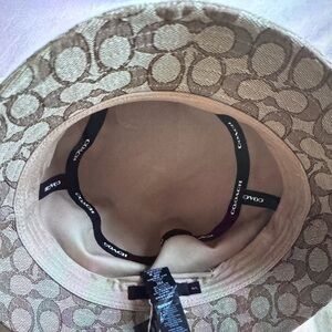 Coach Beige and Brown Patterned Hat